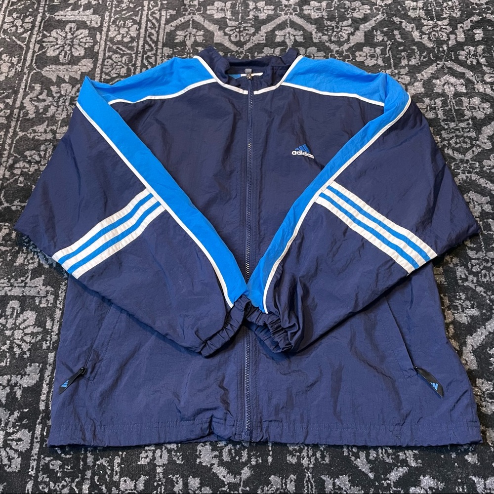 Vintage Adidas Blue Windbreaker Mens Size M - Picture 1 of 7